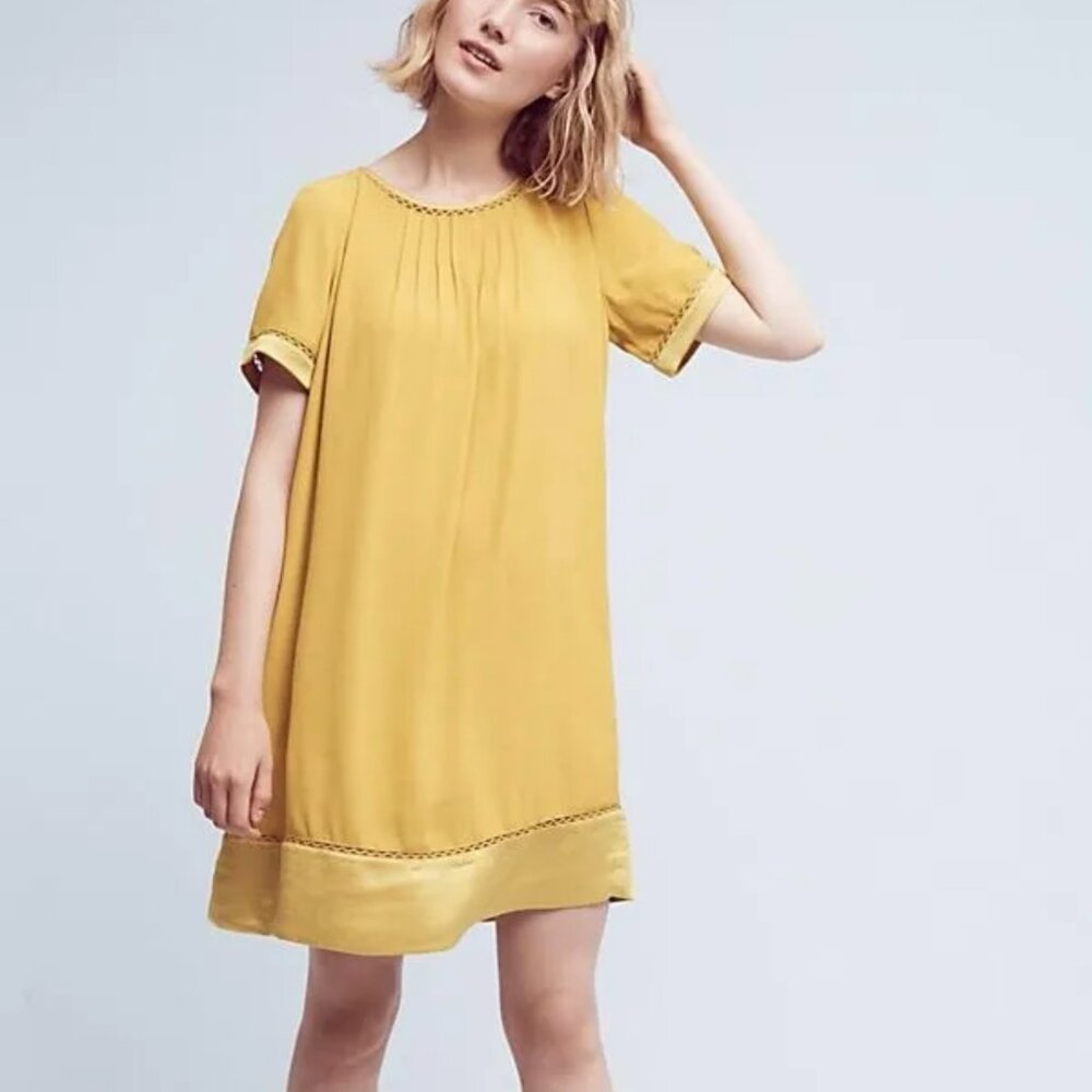 New Anthropologie Verdet Swing Gold Dress By Maeve Size S
